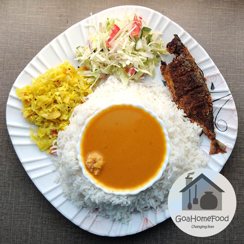 Goa Home Food Goan Prawn Curry w/ Rice and Bhaji